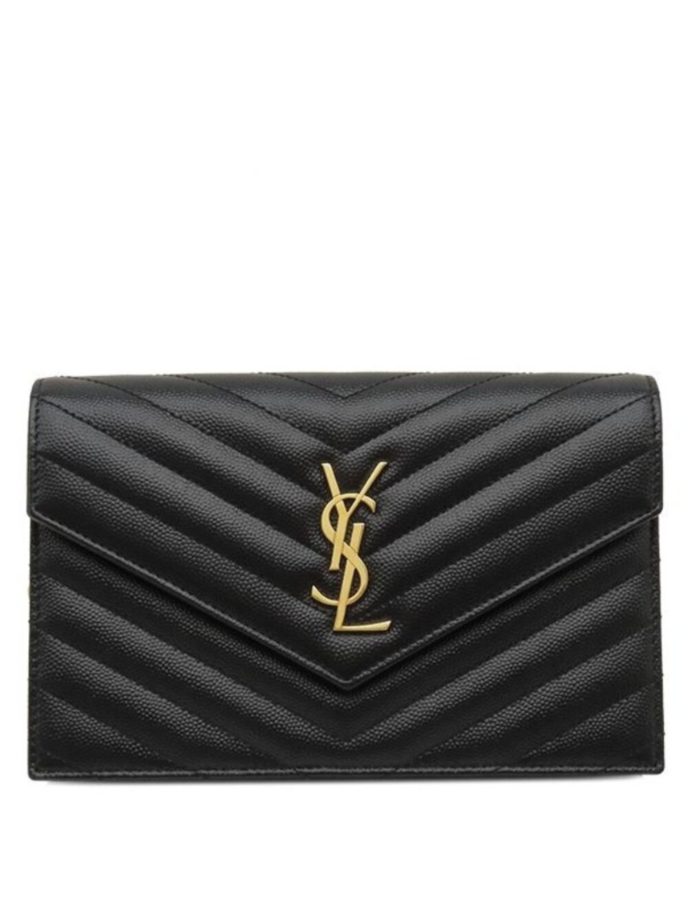 Saint Laurent Chain Wallet Cassandra Leather Black Gold Shoulder Clutch